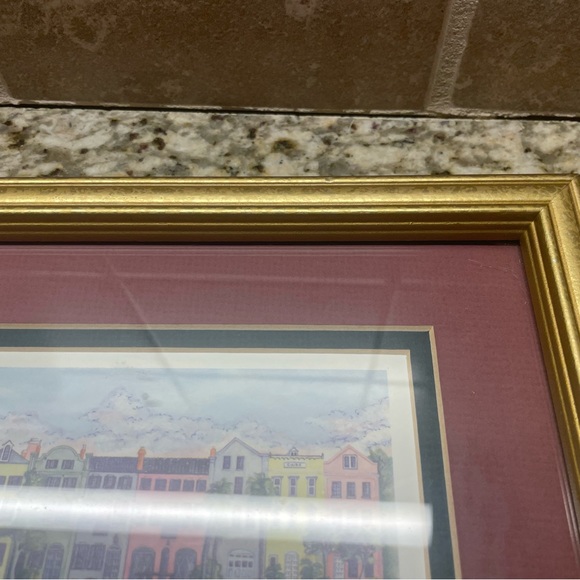 Vintage framed 8 x 10 print Rainbow Row Charleston, SC. Signed by Jeanie Drucker - Picture 8 of 13